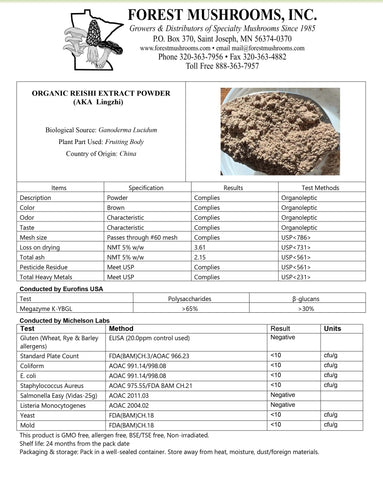 Dried Organic Reishi Mushroom Extract Powder