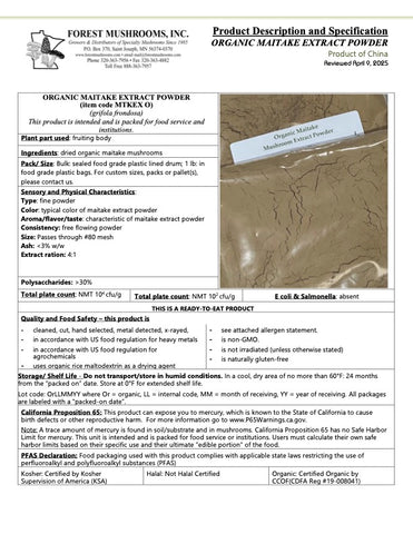 Dried Organic Maitake Mushroom EXTRACT POWDER  (Hen of the Woods)
